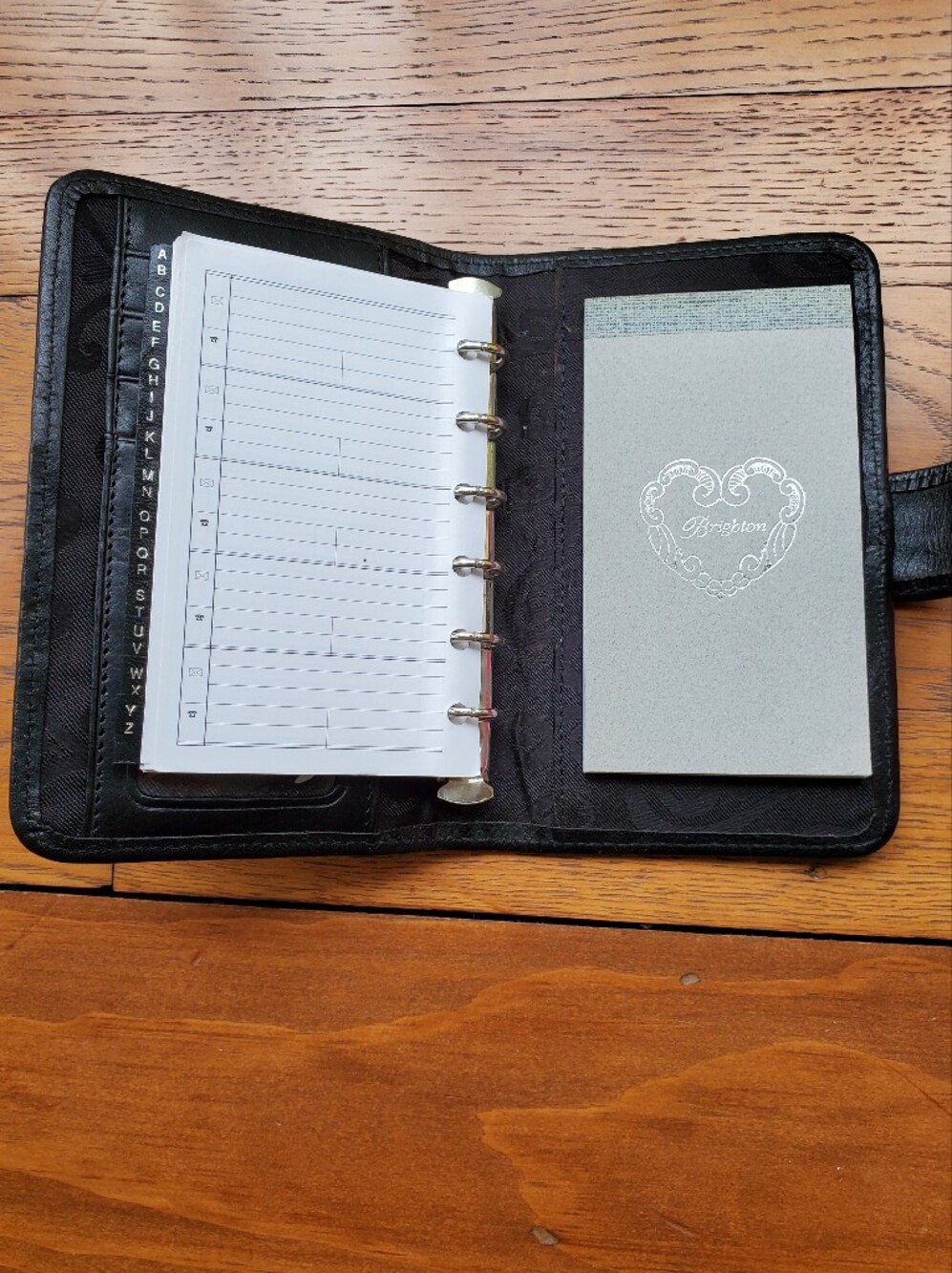 Brighton Black Heart Canvas Leather 6 Ring Binder Planner Agenda A7 size - Picture 8 of 9